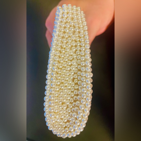 Vintage Pearl and Silver Beaded Small Handbag Clutch - Picture 7 of 14